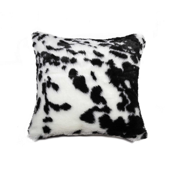 Pillows Faux Fur Pillows - 18" x 18" x 5" Sugarland Black And White Faux Fur - Pillow HomeRoots
