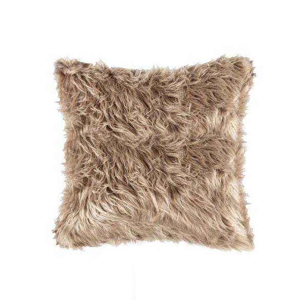 Pillows Faux Fur Pillows - 18" x 18" x 5" Tan Faux Fur - Pillow HomeRoots