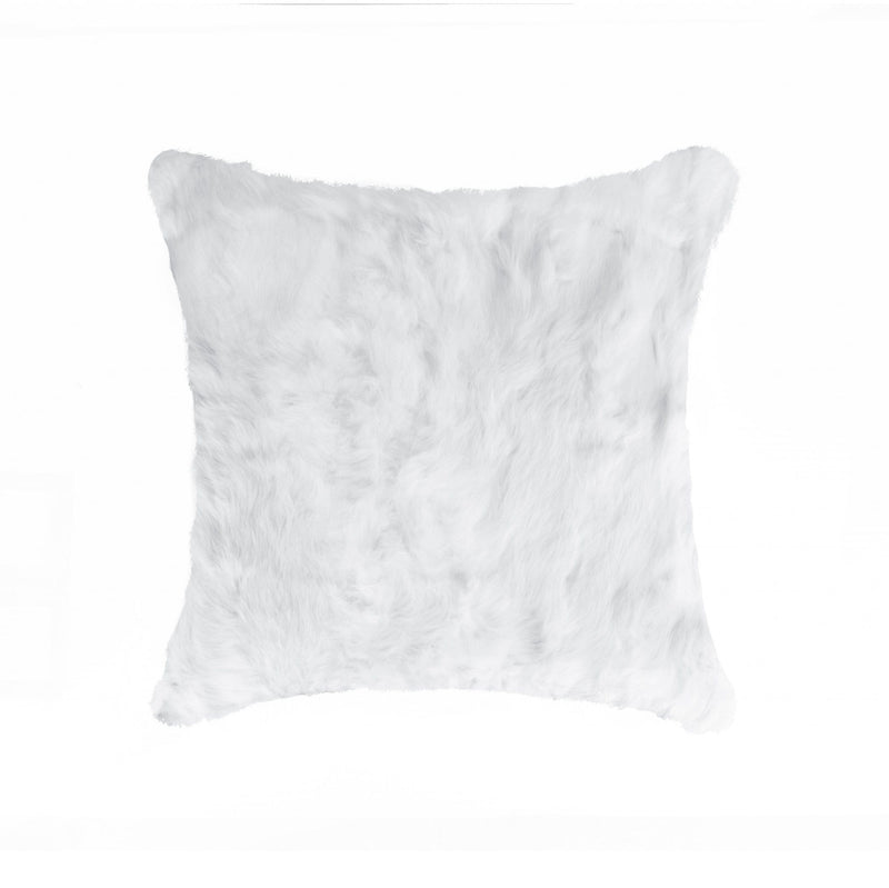 Pillows Faux Fur Pillows - 5" x 18" x 18" 100% Natural Rabbit Fur White Pillow HomeRoots