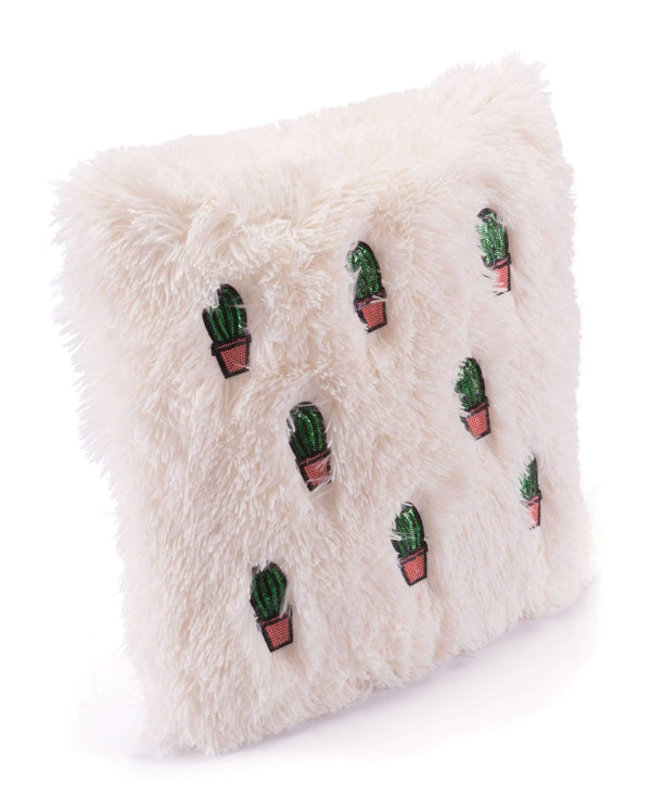 Pillows Foam Pillow - 17.7" x 17.7" x 1.2" Beige & Pink, Foam, Cactus Pillow HomeRoots