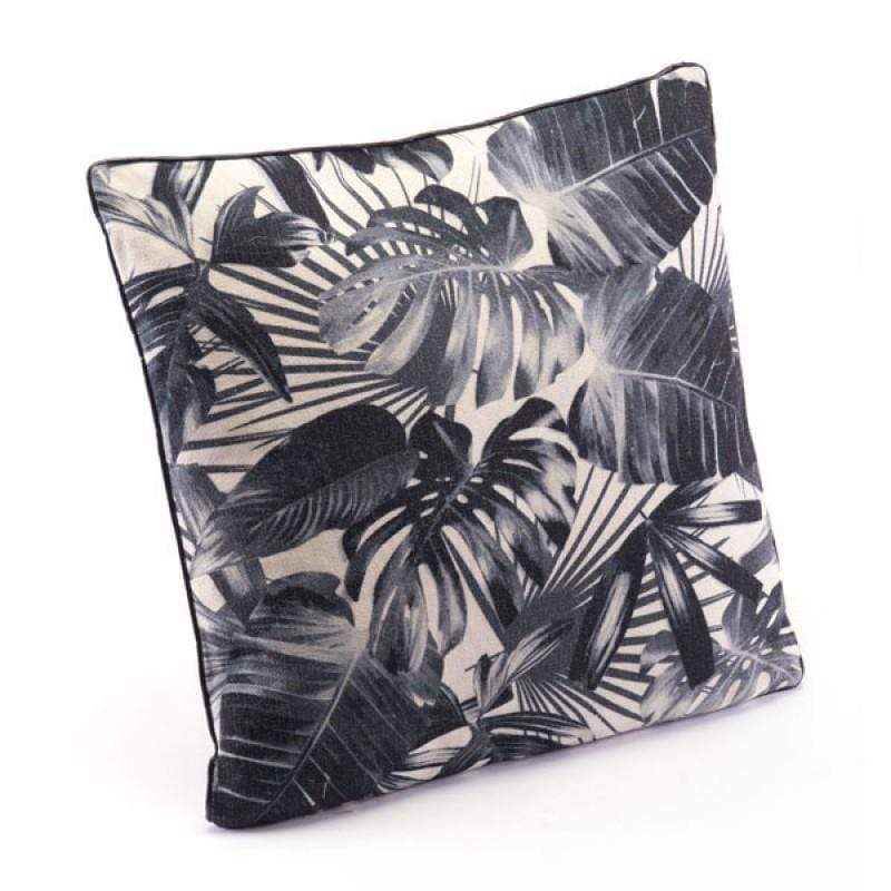 Pillows Foam Pillow - 17.7" X 17.7" X 1.2" Black And Beige Jungle Pillow HomeRoots