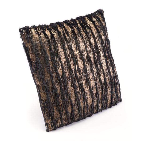 Pillows Foam Pillow - 17.7" X 17.7" X 1.2" Black And Gold Metallic Waves Pillow HomeRoots