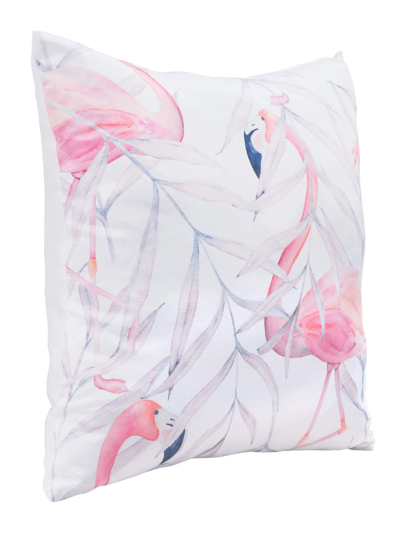 Pillows Foam Pillow - 17.7" x 17.7" x 5.1" Multicolor, Satin, Foam, Flamingo Pillow HomeRoots