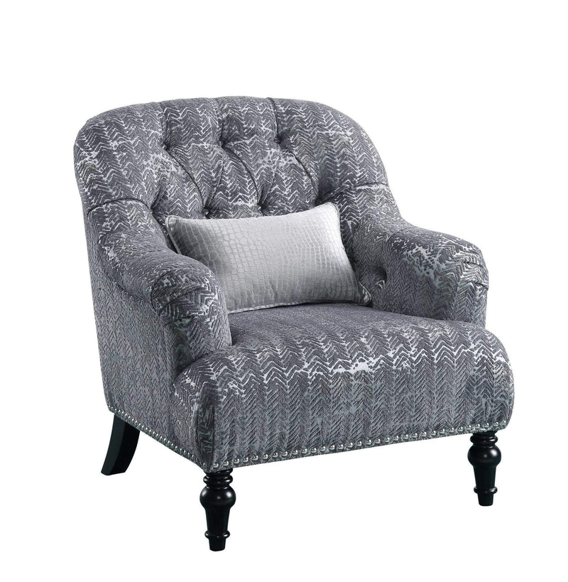 Pillows Foam Pillow - 34" X 37" X 37" Gray Patterned Velvet Chair w/ 1 Pillow HomeRoots