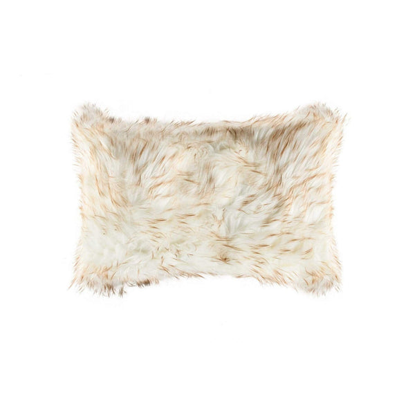 Pillows Fur Pillows - 12" x 20" x 5" Gradient Tan Faux Fur - Pillow HomeRoots