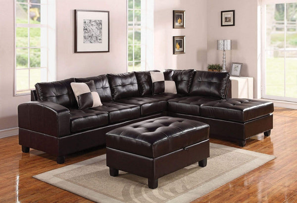Pillows Leather Pillow - 111" X 78" X 34" Black Bonded Leather Reversible Sectional Sofa With 2 Pillows HomeRoots