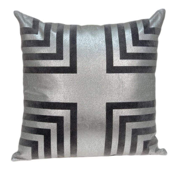 Pillows Leather Pillow - 20" x 7" x 20" Transitional Gray Cotton Accent Pillow Cover With Poly Insert HomeRoots