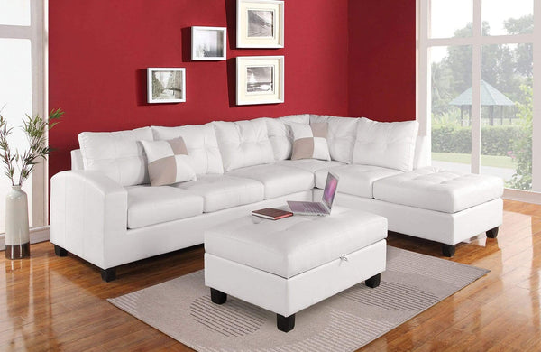 Pillows Leather Pillow - 78" X 33" X 34" White Bonded Leather Reversible Sectional Sofa With 2 Pillows HomeRoots