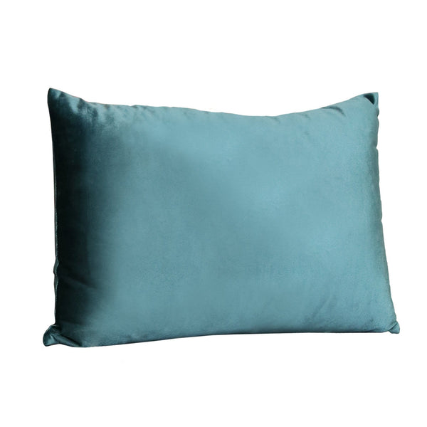 Pillows Long Pillow - 20" X 4" X 14" Teal Cotton Polyester Lumbar Pillow HomeRoots