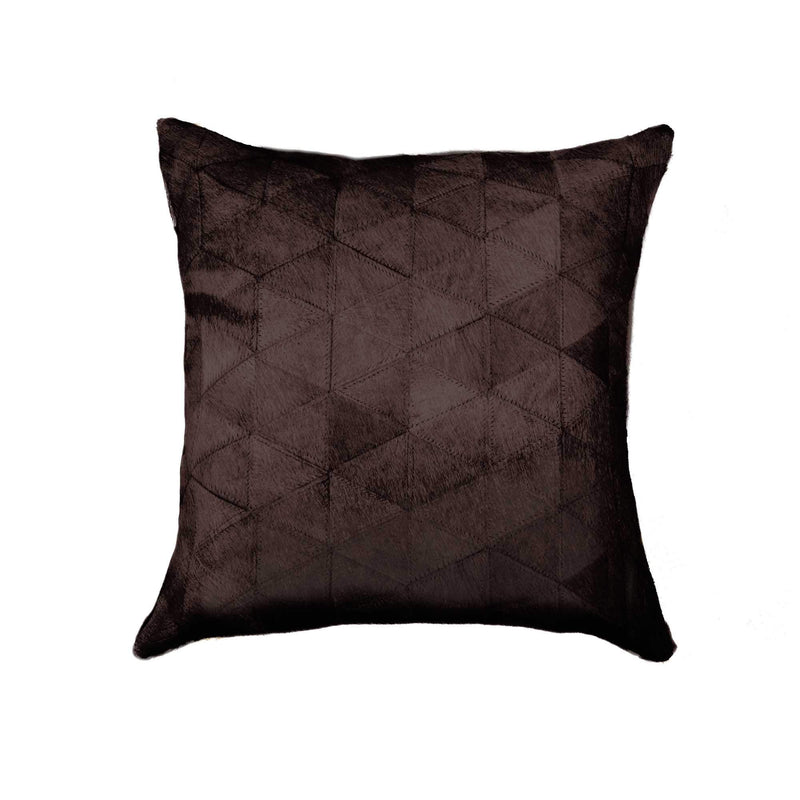 Pillows My Pillow - 18" x 18" x 5" Contemporary Chocolate Mosaic Kobe Cowhide - Pillow HomeRoots