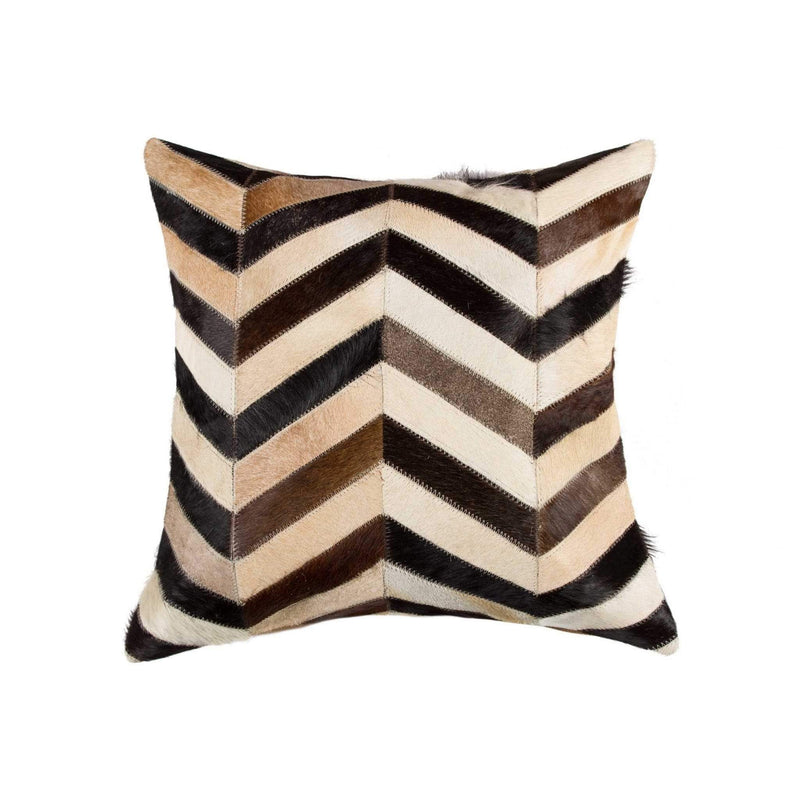 Pillows My Pillow - 18" x 18" x 5" Stunning Tricolor Chevron Torino Kobe Cowhide - Pillow HomeRoots