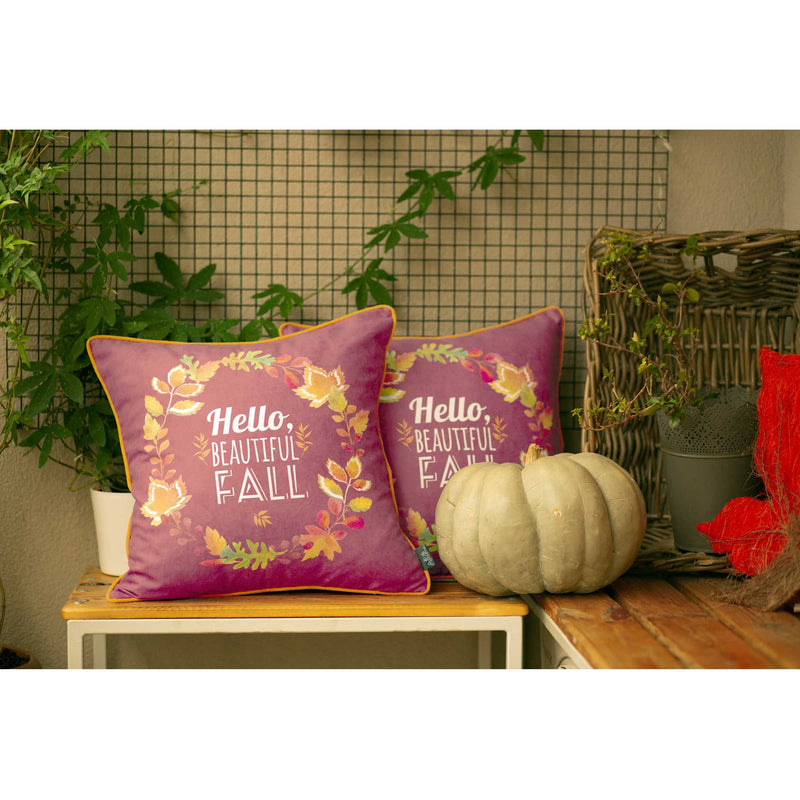 Pillows Outdoor Pillow Covers - 18"x 18" Thanksgiving Leaf Crown Decorative Throw Pillow Cover HomeRoots