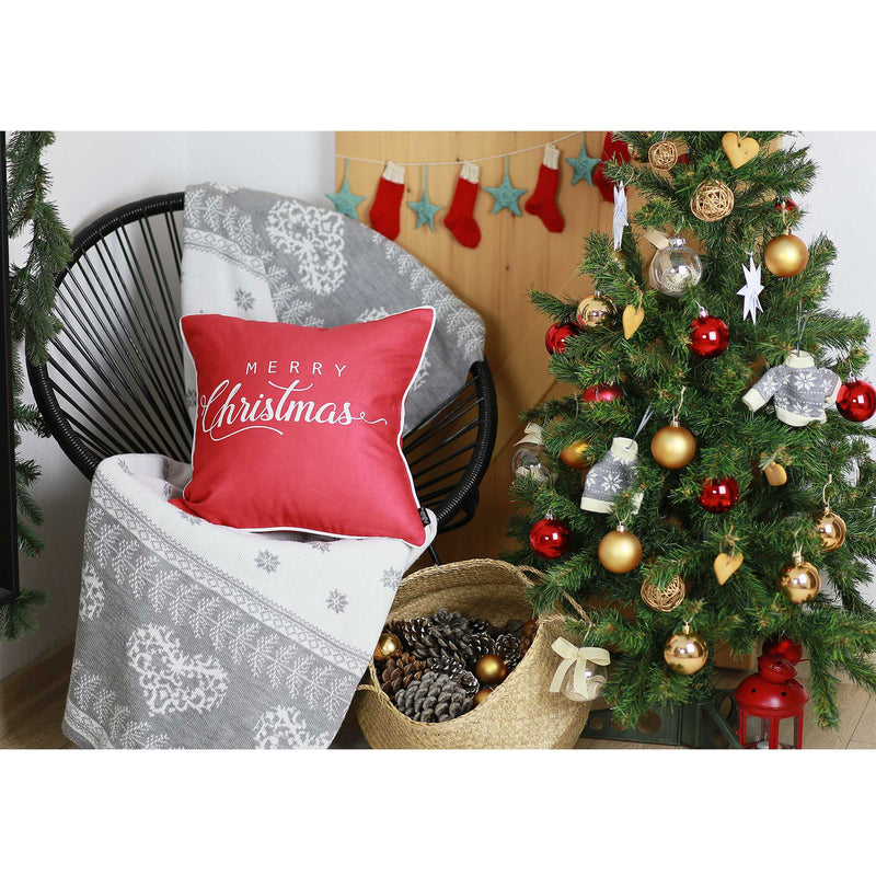 Pillows Outdoor Pillow Covers - 18"x18" White Quote Printed Christmas Decorative Throw Pillow Cover HomeRoots