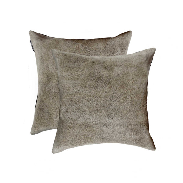 Pillows Pillow - 18" x 18" x 5" Gray Sheepskin - Pillow HomeRoots