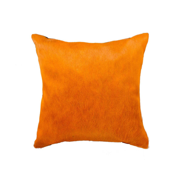Pillows Pillow - 18" x 18" x 5" Orange Cowhide - Pillow HomeRoots