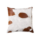 Pillows Pillow - 18" x 18" x 5" White And Brown Cowhide - Pillow HomeRoots