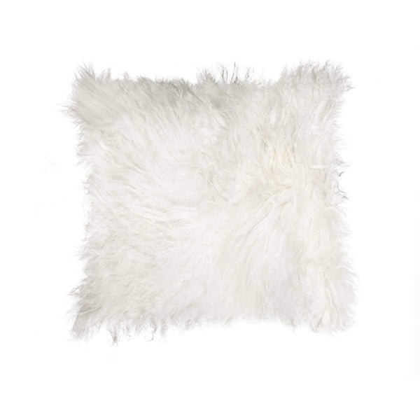 Pillows Pillow - 18" x 18" x 5" White Sheepskin - Pillow HomeRoots