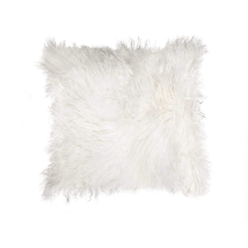 Pillows Pillow - 18" x 18" x 5" White Sheepskin - Pillow HomeRoots