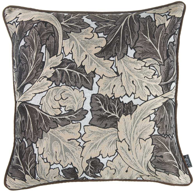 Pillows Pillow Covers - 17"x 17" Maple Jacquard Leaf Decorative Throw Pillow Cover HomeRoots
