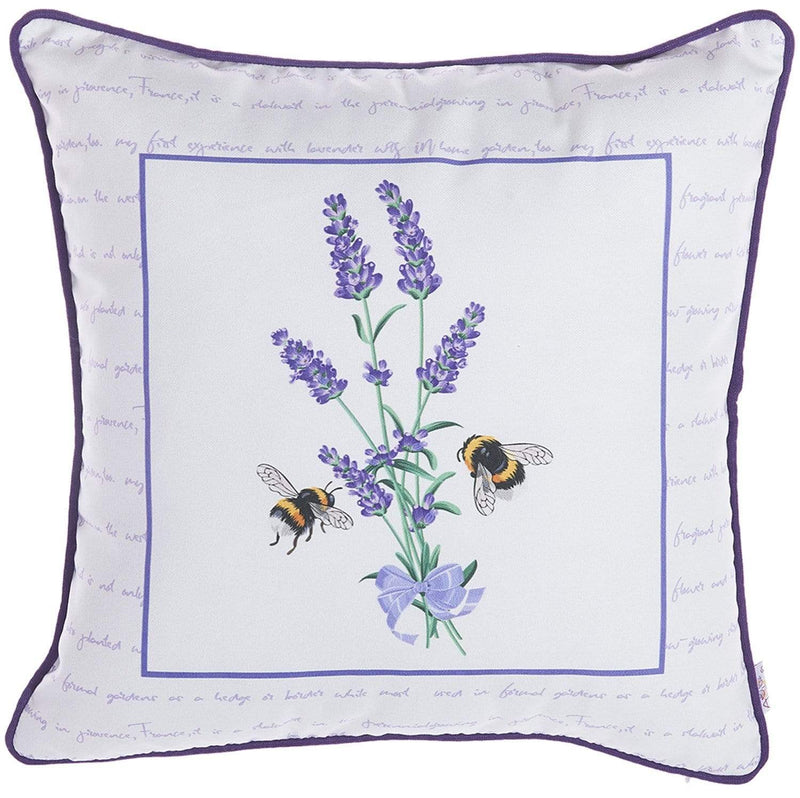 Pillows Pillow Covers - 18"x 18" Spring Square Bees Decorative Throw Pillow Cover HomeRoots