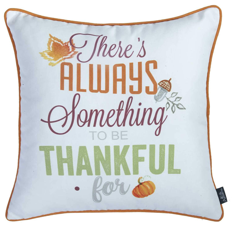 Pillows Pillow Covers - 18"x 18" Thanksgiving Thankful Printed Decorative Throw Pillow Cover HomeRoots