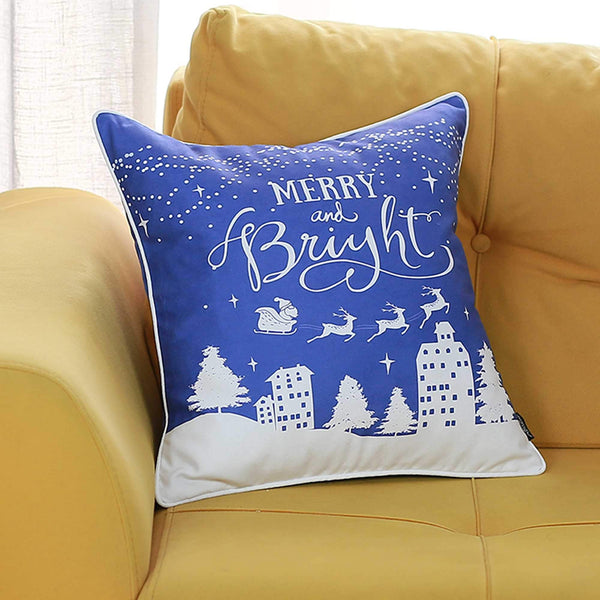 Pillows Pillow Covers - 18"x18" Christmas Snow Printed Decorative Throw Pillow Cover HomeRoots