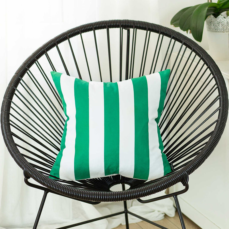 Pillows Pillow Covers - 18"x18" Green Stripes Geometric Decorative Throw Pillow Cover HomeRoots