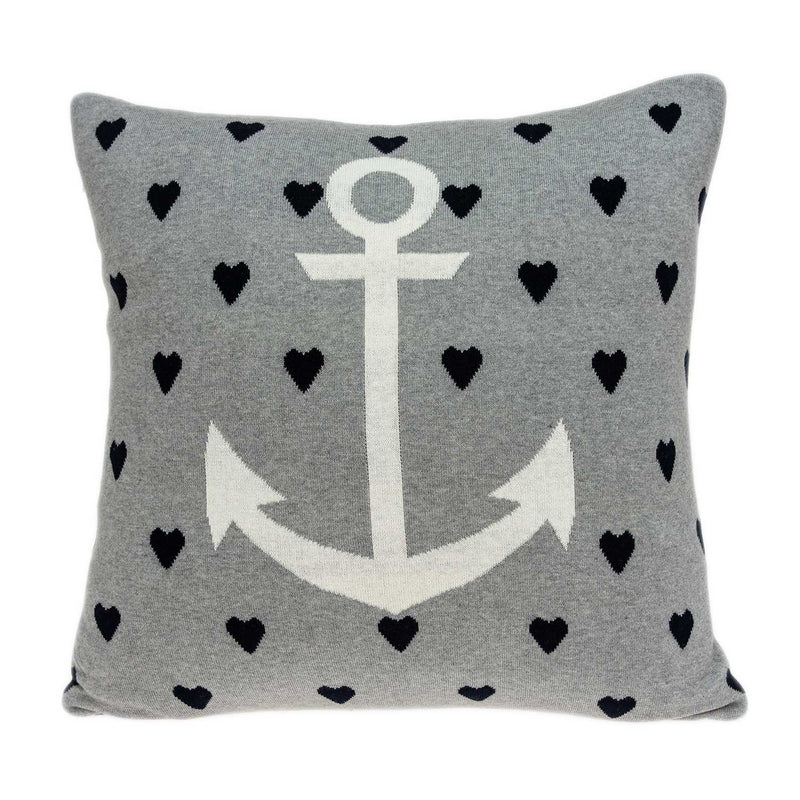 Pillows Sofa Pillow Covers - 18" x 5" x 18" Nautical Blue Pillow Cover With Down Insert HomeRoots