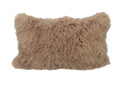 Pillows Sofa Pillows - 17" Beige Genuine Tibetan Lamb Fur Pillow with Micro suede Backing HomeRoots