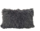 Pillows Sofa Pillows - 17" Charcoal Genuine Tibetan Lamb Fur Pillow with Micro suede Backing HomeRoots