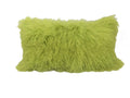 Pillows Sofa Pillows - 17" Lime Green Genuine Tibetan Lamb Fur Pillow with Micro suede Backing HomeRoots