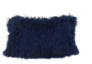 Pillows Sofa Pillows - 17" Navy Blue Genuine Tibetan Lamb Fur Pillow with Micro suede Backing HomeRoots