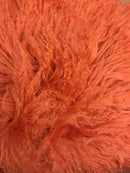 Pillows Sofa Pillows - 17" Orange Genuine Tibetan Lamb Fur Pillow with Micro suede Backing HomeRoots