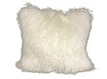 Pillows Sofa Pillows - 20" Creamy White Genuine Tibetan Lamb Fur Pillow with Micro suede Backing HomeRoots