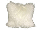 Pillows Sofa Pillows - 20" Creamy White Genuine Tibetan Lamb Fur Pillow with Micro suede Backing HomeRoots