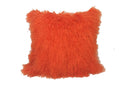 Pillows Sofa Pillows - 20" Orange Genuine Tibetan Lamb Fur Pillow with Micro suede Backing HomeRoots