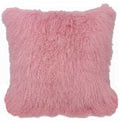 Pillows Sofa Pillows - 20" Pink Genuine Tibetan Lamb Fur Pillow with Micro suede Backing HomeRoots