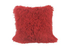 Pillows Sofa Pillows - 20" Red Genuine Tibetan Lamb Fur Pillow with Micro suede Backing HomeRoots