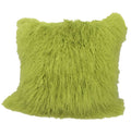 Pillows Sofa Pillows - 24" Lime Green Genuine Tibetan Lamb Fur Pillow with Micro suede Backing HomeRoots