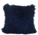 Pillows Sofa Pillows - 24" Navy Blue Genuine Tibetan Lamb Fur Pillow with Micro suede Backing HomeRoots