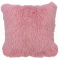 Pillows Sofa Pillows - 24" Pink Genuine Tibetan Lamb Fur Pillow with Micro suede Backing HomeRoots