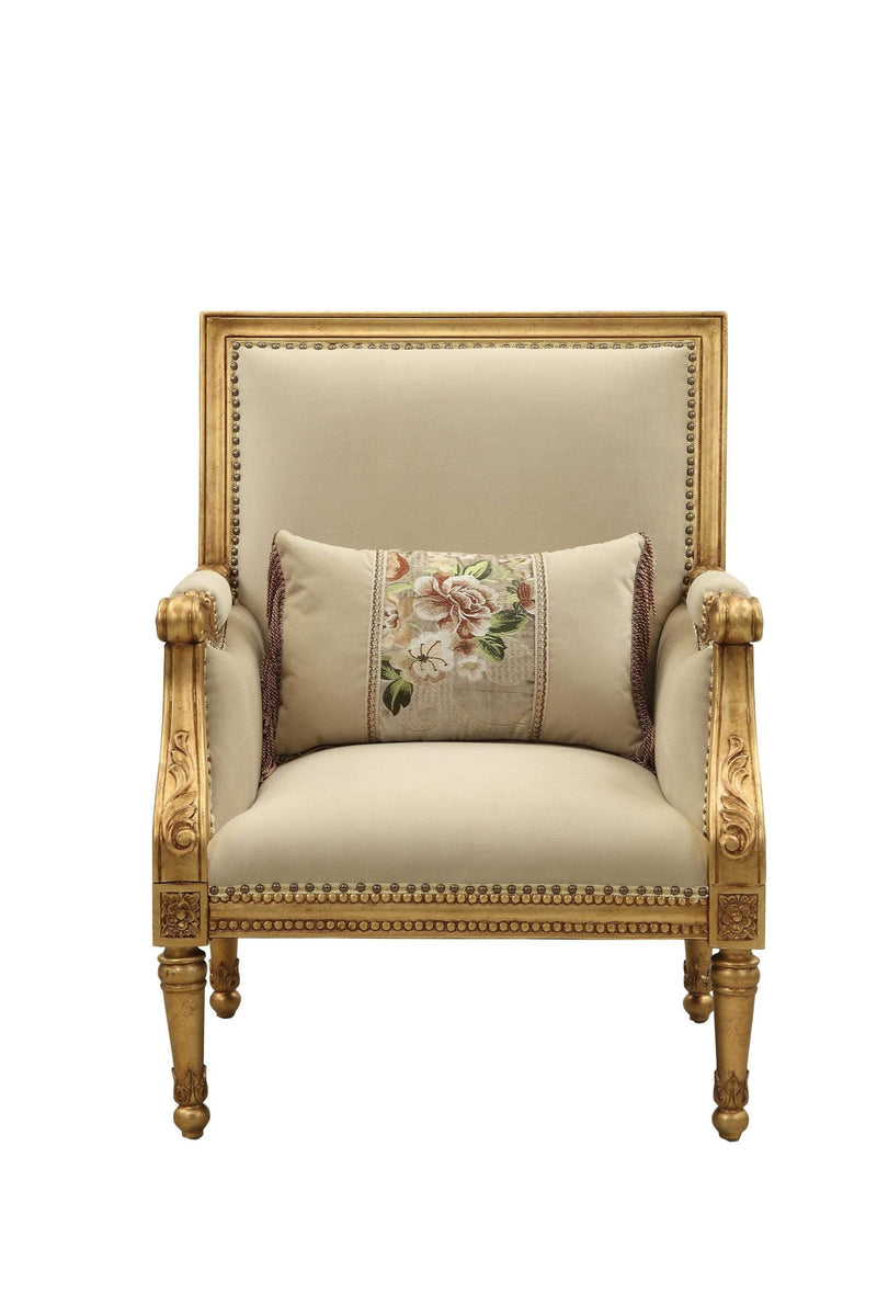 Pillows Sofa Pillows - 33" X 32" X 41" Fabric Antique Gold Upholstery Wood Leg/Trim Accent Chair & Pillow HomeRoots