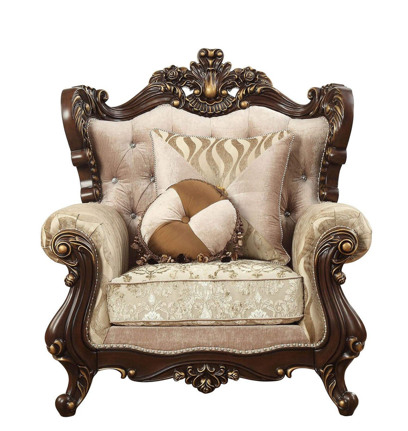 Pillows Sofa Pillows - 36" X 45" X 51" Fabric Walnut Upholstery Wood Leg/Trim Chair w/2 Pillows HomeRoots