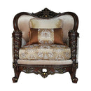 Pillows Sofa Pillows - 37" X 46" X 49" Fabric Dark Walnut Upholstery Wood Leg/Trim Chair w/2 Pillows HomeRoots