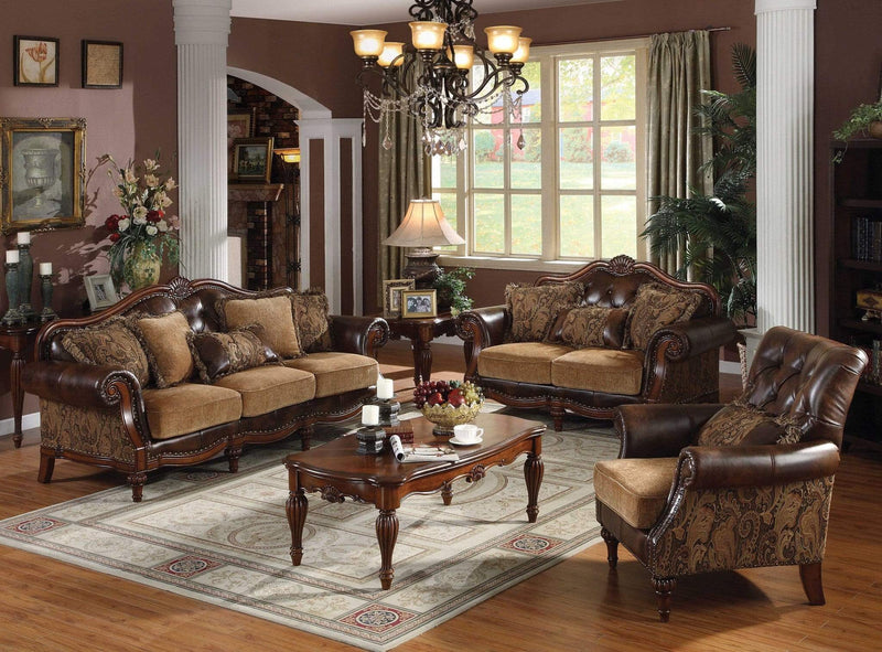 Pillows Sofa Pillows - 37" X 70" X 42" PU 2-Tone Brown PU Chenille Upholstery Wood Loveseat w/3 Pillows HomeRoots