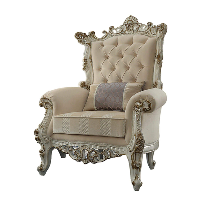 Pillows Sofa Pillows - 38" X 38" X 52" Fabric Antique Pearl Upholstery Poly-Resin Accent Chair w/1 Pillow HomeRoots