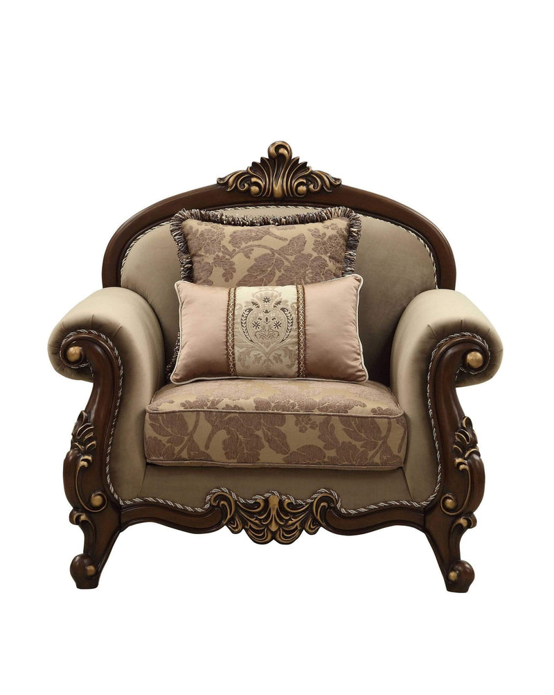 Pillows Sofa Pillows - 38" X 49" X 45" Fabric Walnut Upholstery Wood Leg/Trim Chair w/2 Pillows HomeRoots