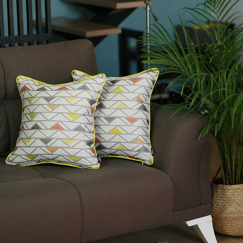 Pillows Throw Pillow Covers - 17"x 17" Colorful Jacquard Shapes Decorative Throw Pillow Cover Set Of 2 Pcs Square HomeRoots