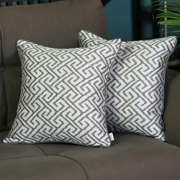 Pillows Throw Pillow Covers - 17"x 17" Gray Jacquard Shapes Decorative Throw Pillow Cover Set Of 2 Pcs Square HomeRoots