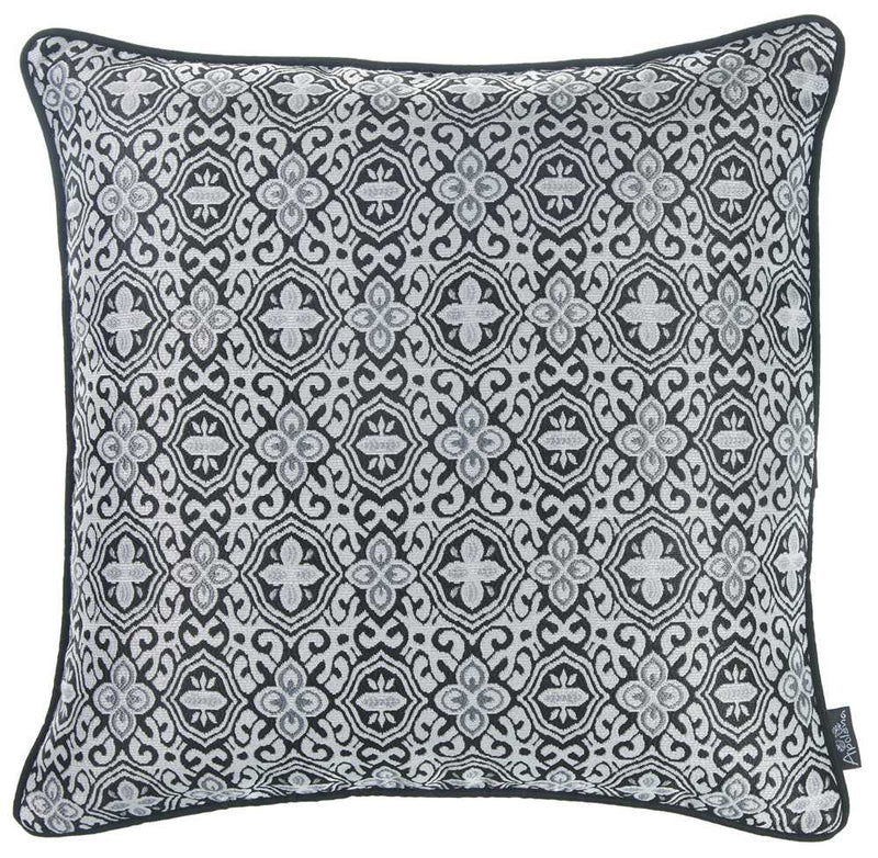 Pillows Throw Pillow Covers - 17"x 17" Grey Jacquard Aristo Decorative Throw Pillow Cover HomeRoots